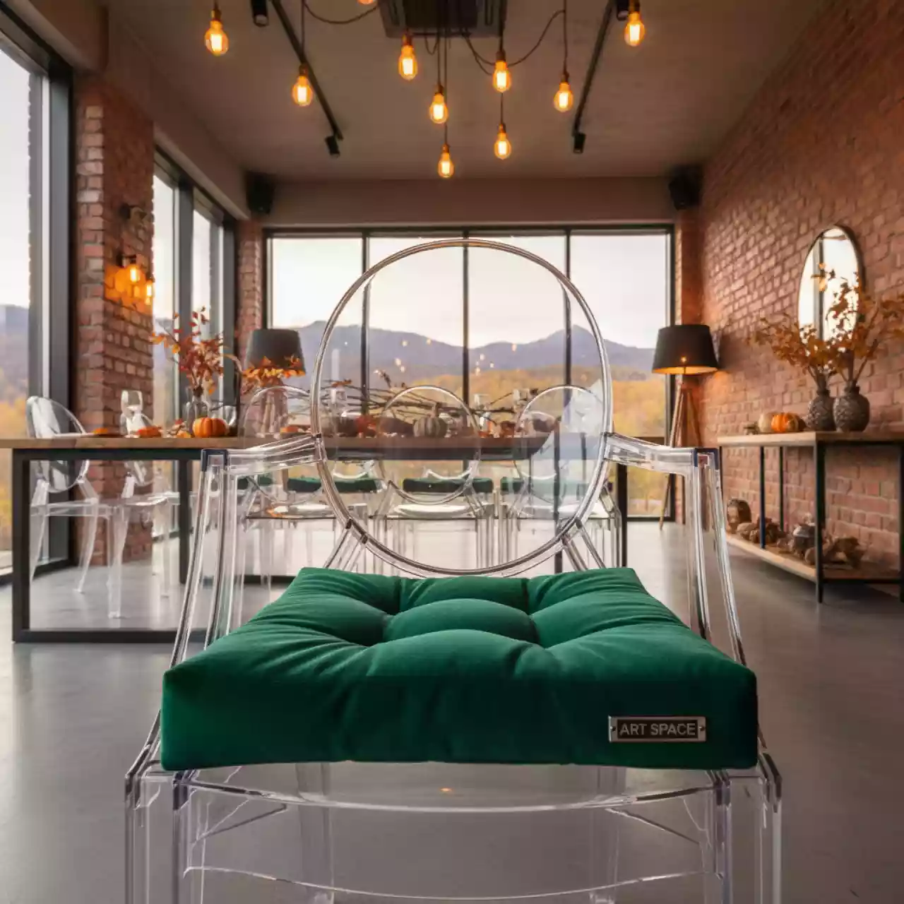 Аренда Подушка мягкая для пластикового стула бархатная изумрудная на курорте «Газпром» (Альпика) — ART SPACE