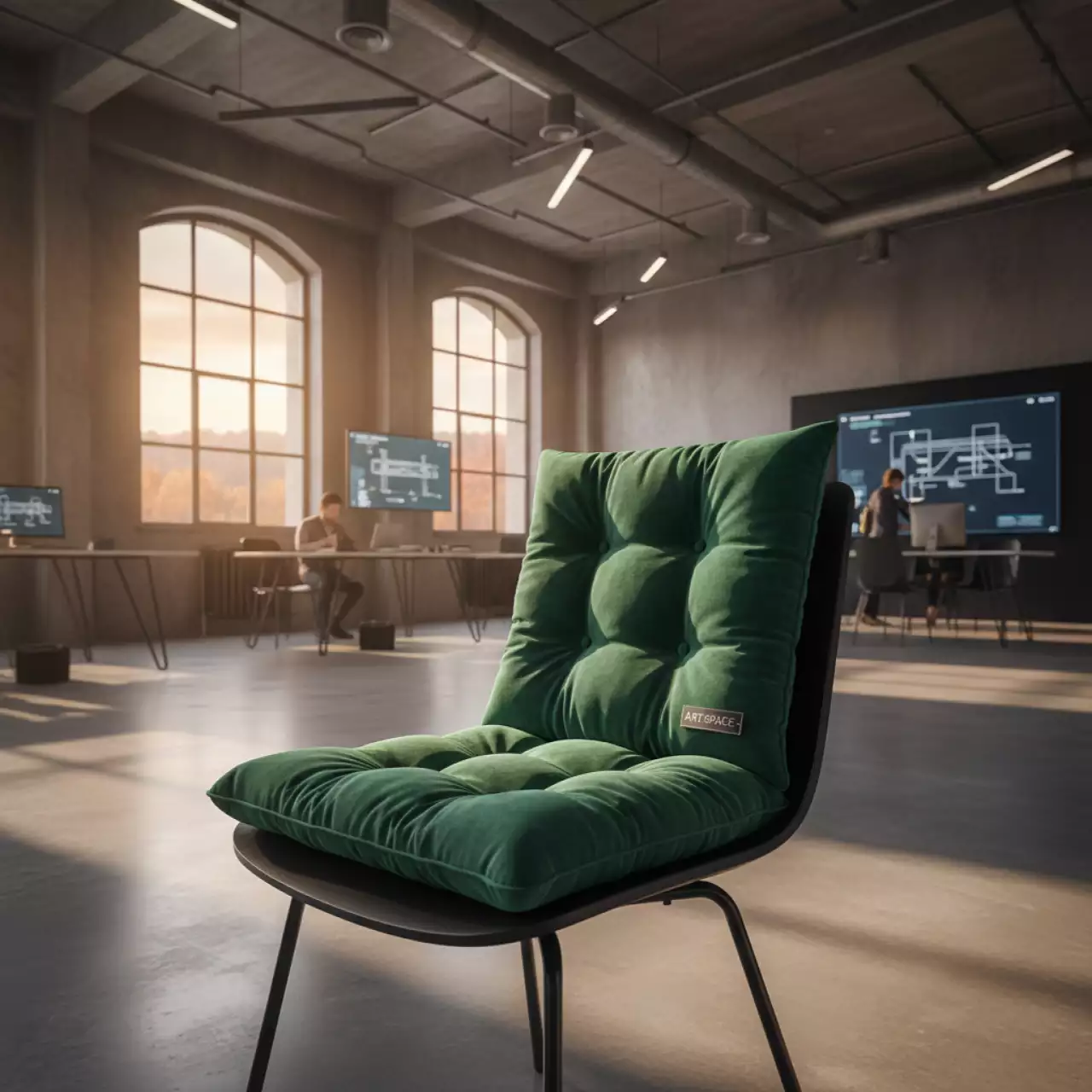 Аренда Подушка мягкая для пластикового стула бархатная зеленая в санатории «Металлург» — ART SPACE