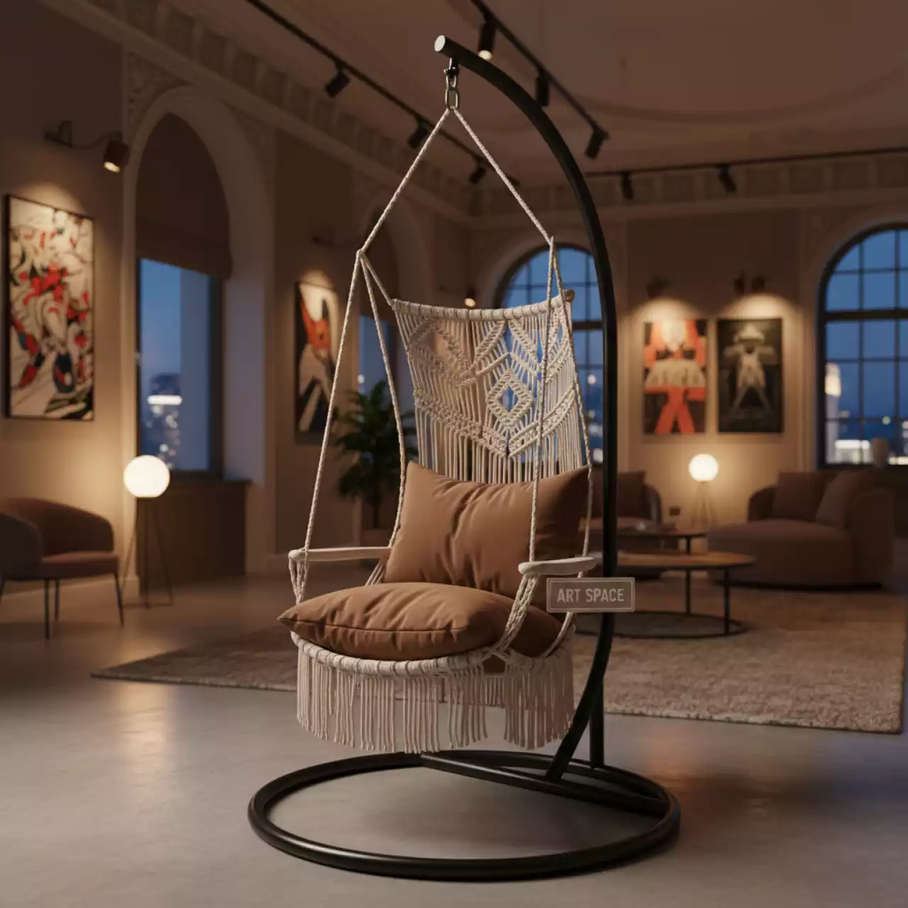 Аренда Подвесное кресло Cartagena с подушкой коричневое в усадьбе Голицына — ART SPACE