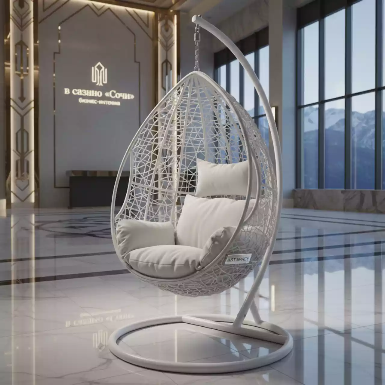 Аренда Подвесное кресло Fresco белое в казино «Сочи» — ART SPACE