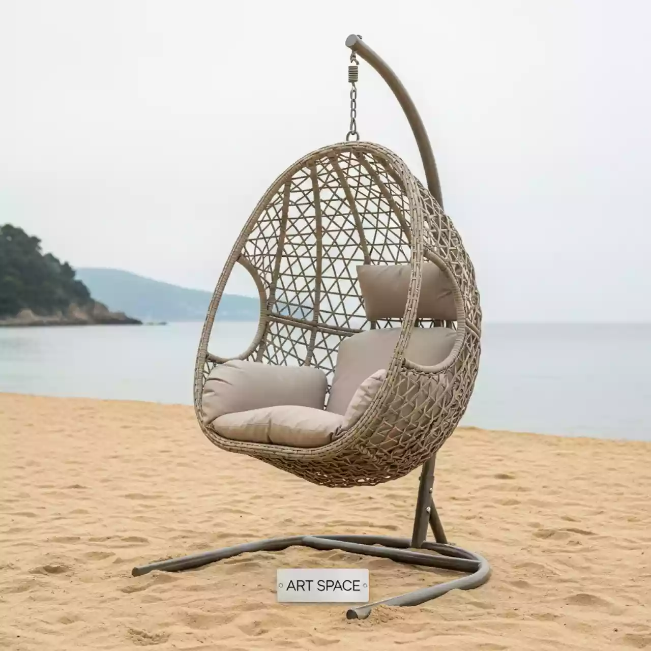 Аренда Подвесное кресло плетеное AFM 209A бежевое на пляже «Маяк» — ART SPACE