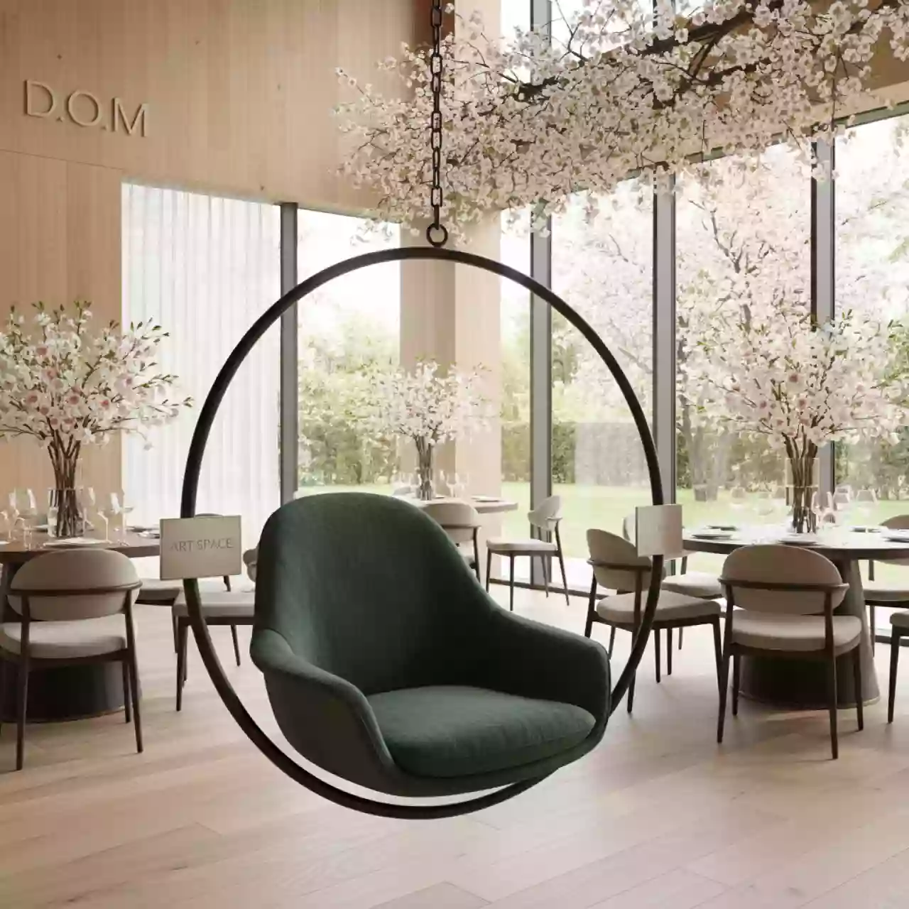 Аренда Подвесное кресло зеленое в ресторане «D.O.M» — ART SPACE