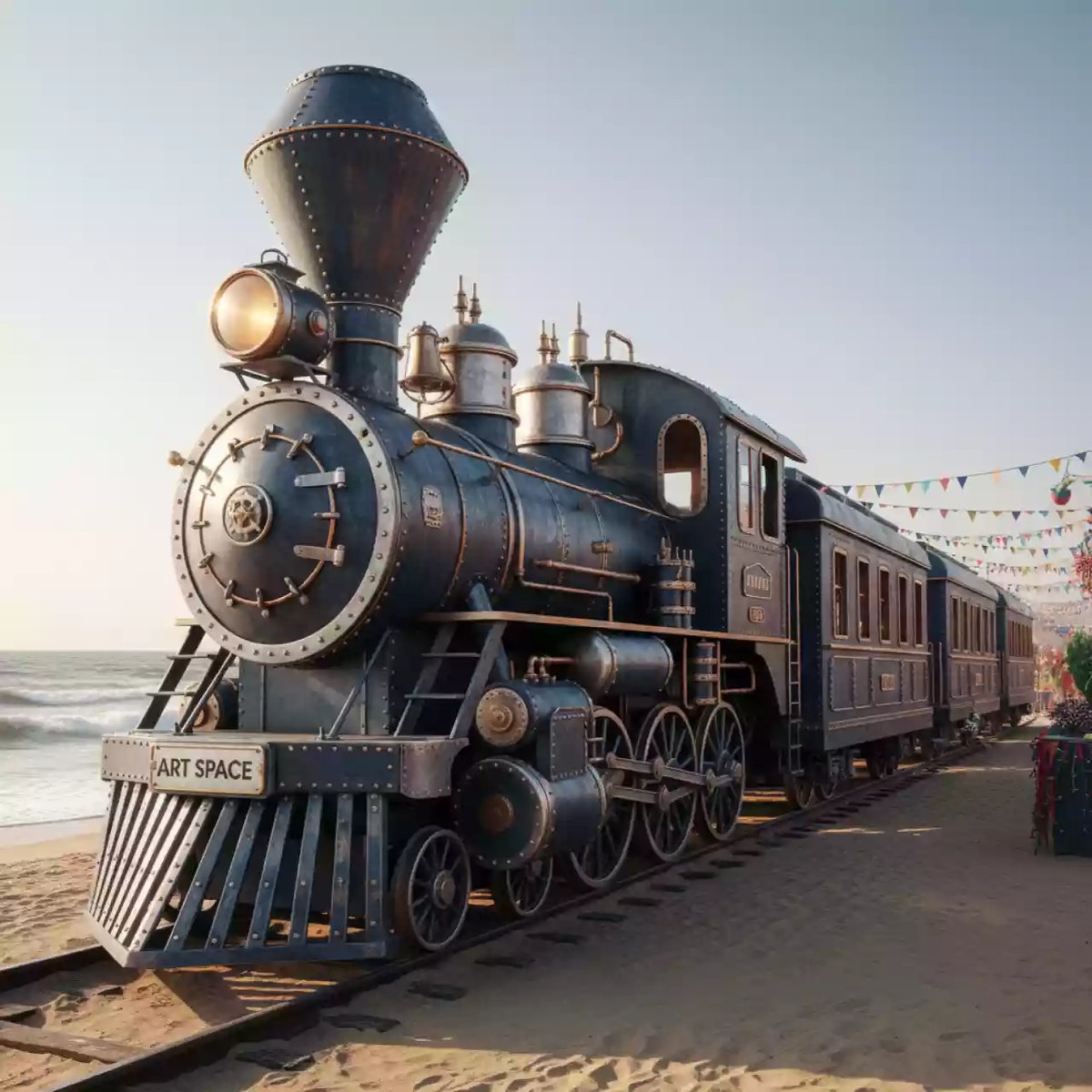 Аренда Поезд зимний на пляже «Мандарин» — ART SPACE