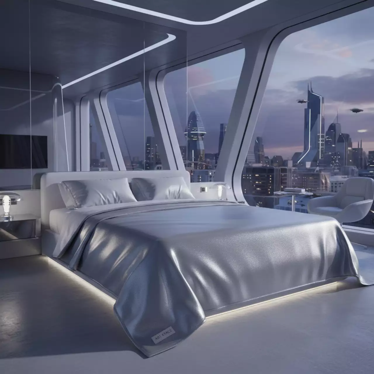 Аренда Покрывало тканевое серебристое в Gamma Sirius — ART SPACE