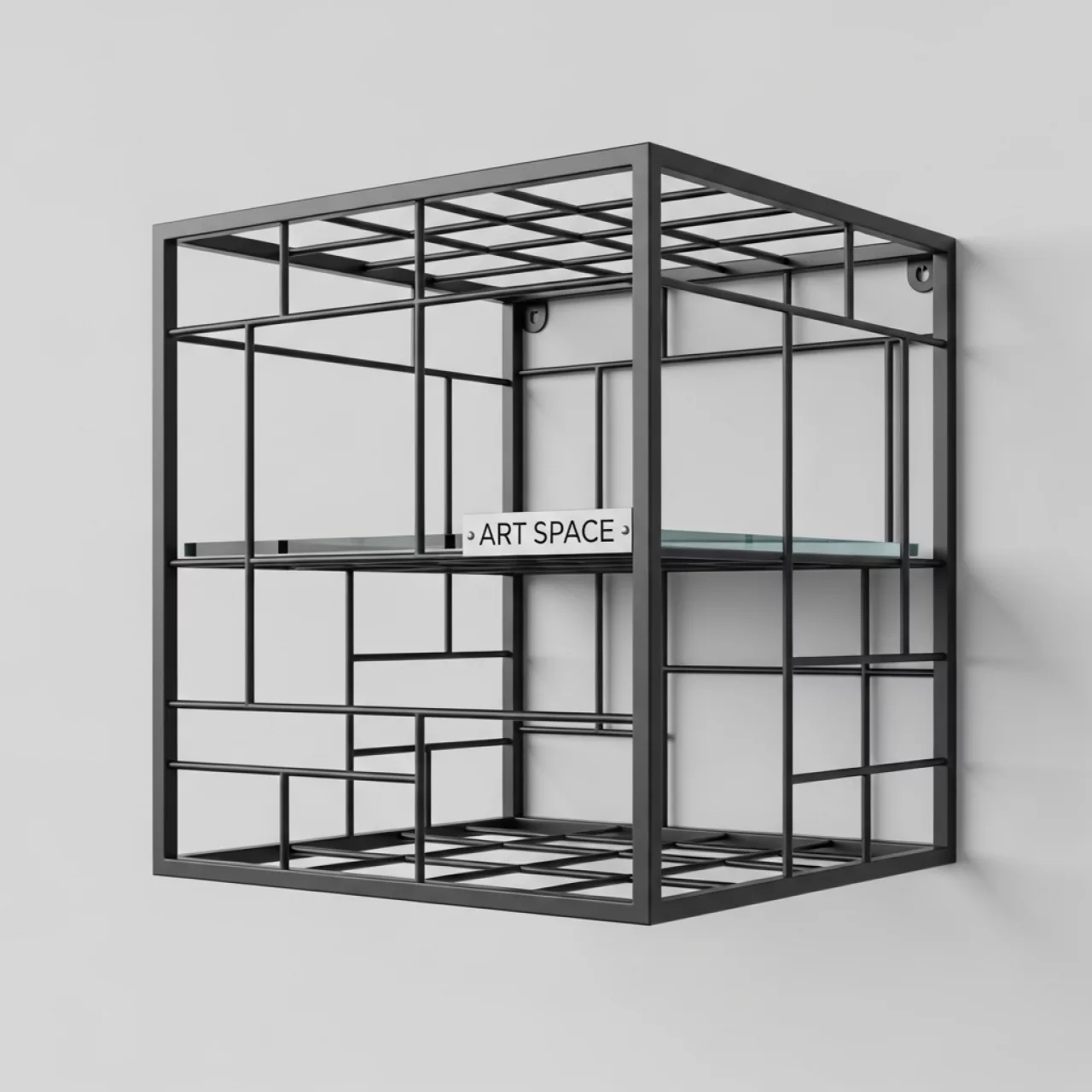 Аренда Полка каркас навесная под стекло 300х300х300 мм черный на парусной регате (Сочи) — ART SPACE