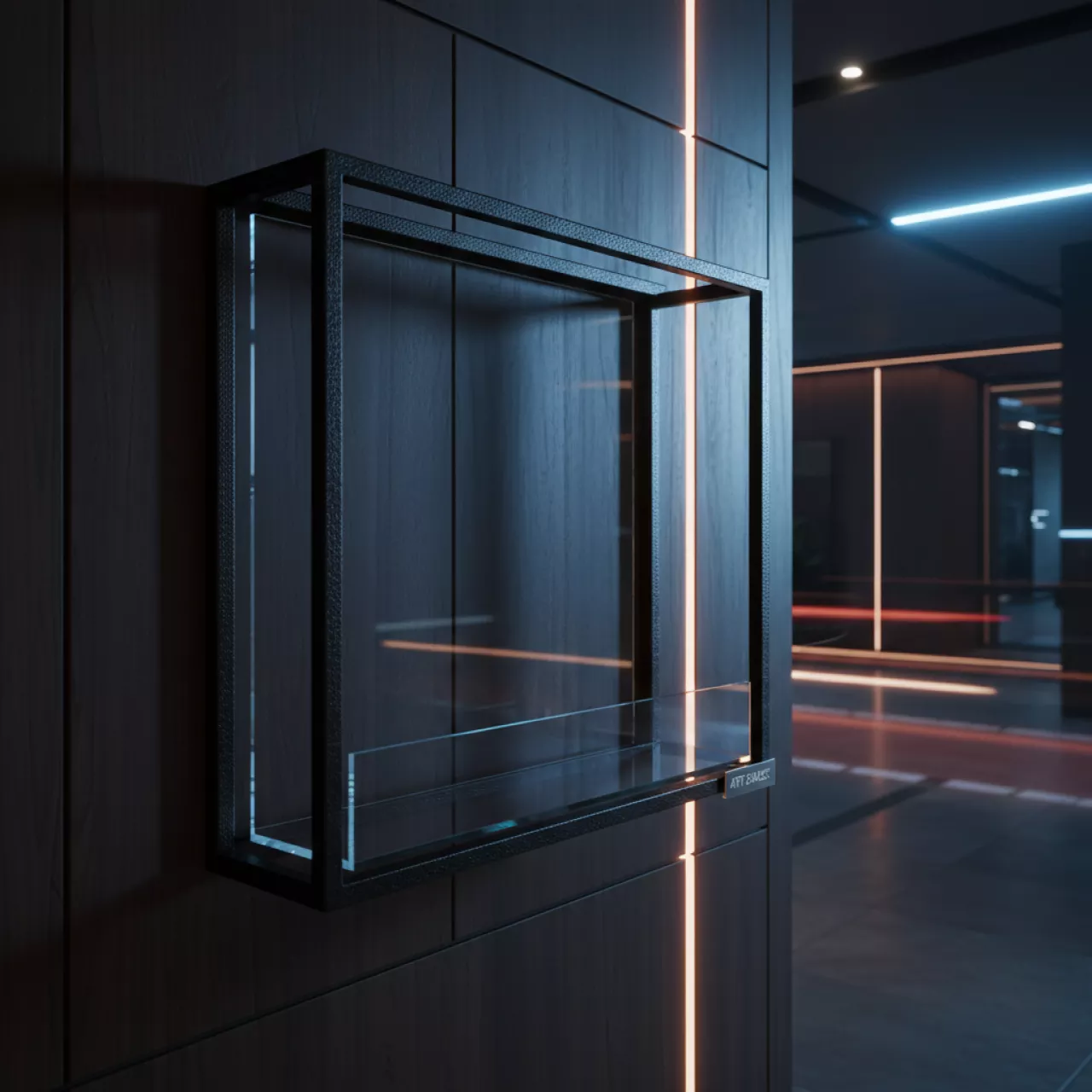 Аренда Полка каркас навесная под стекло 300х800х300 мм черный муар в Stella di Mosca — ART SPACE