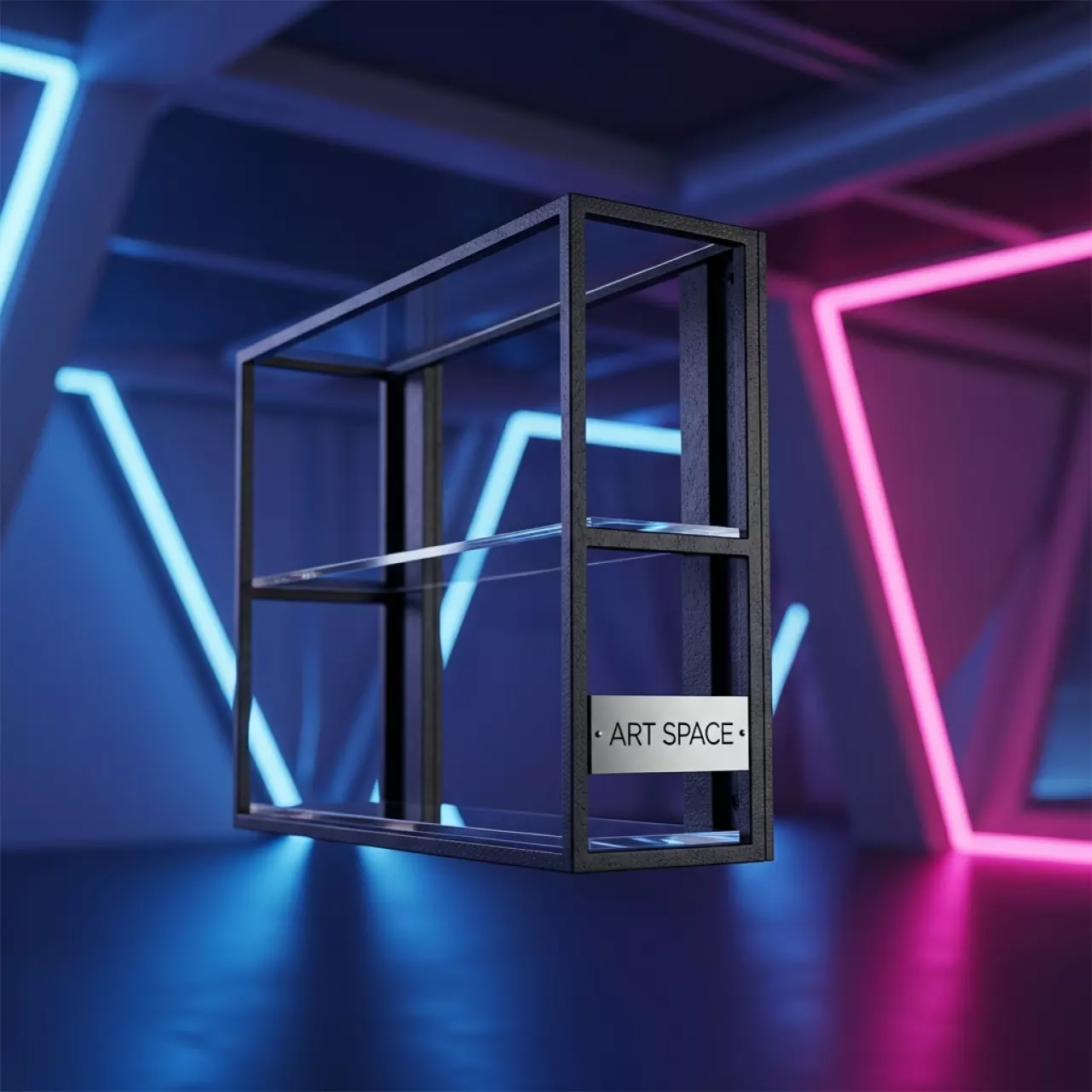 Аренда Полка каркас навесная под стекло черный муар 300х300х720 мм в ледовой арене «Шайба» — ART SPACE