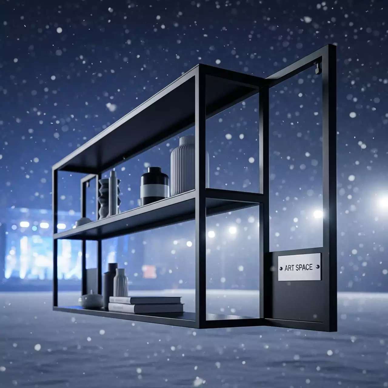 Аренда Полка каркас навесная под стекло черный муар 300х800х300 мм в Delta Sirius — ART SPACE