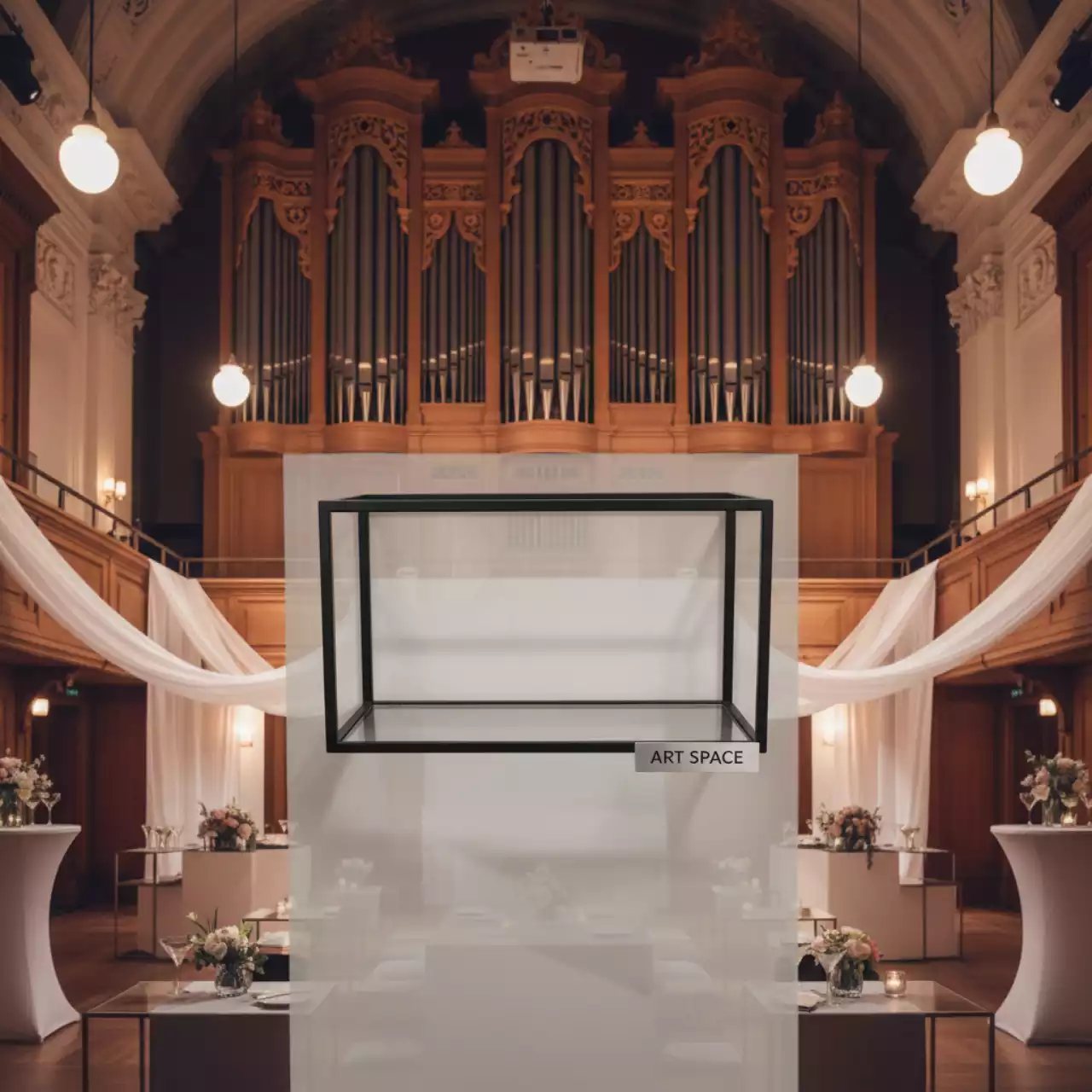 Аренда Полка каркас навесная под стекло в Зале органной и камерной музыки — ART SPACE