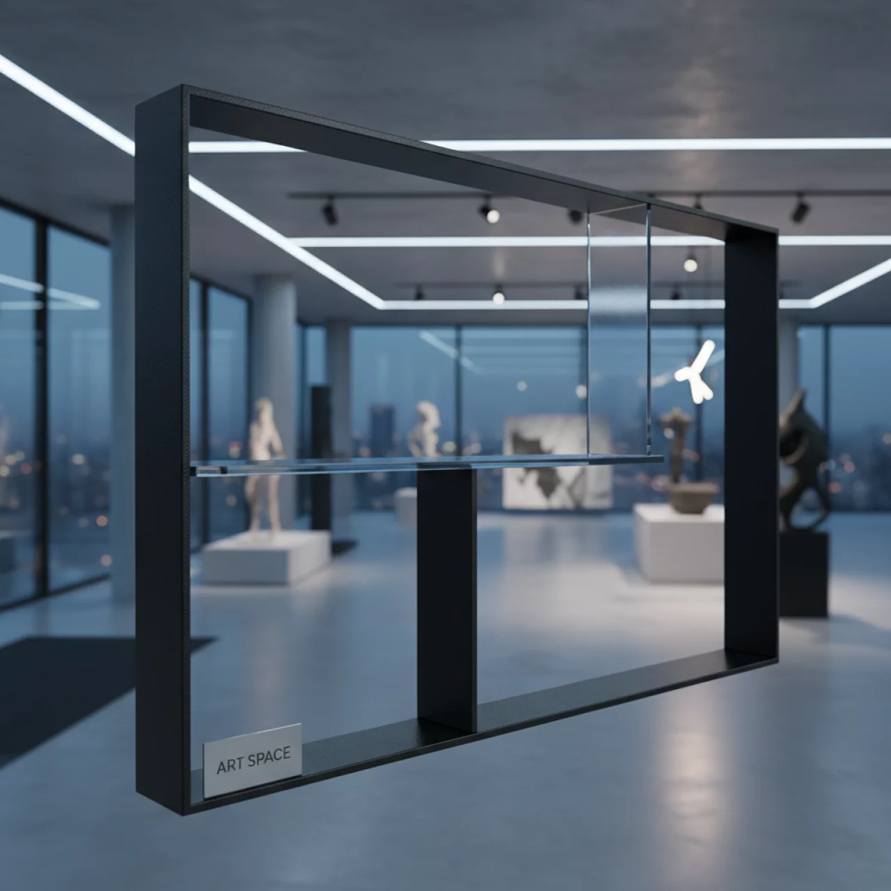 Аренда Полка навесная каркас под стекло 300х600х300 мм черный муар в Panorama by Mercure — ART SPACE