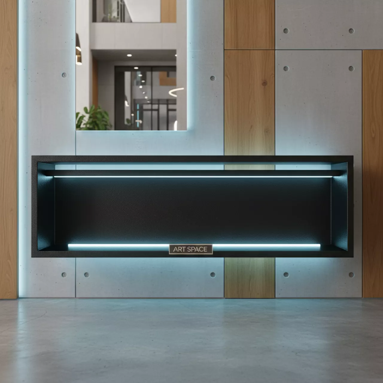 Аренда Полка навесная каркас под стекло 300х800х300 мм черный муар в Courtyard by Marriott Sochi — ART SPACE