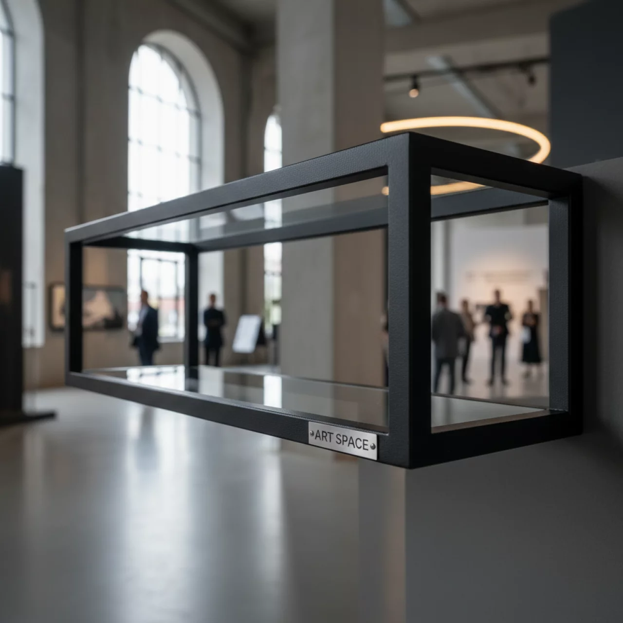 Аренда Полка навесная каркасная под стекло черный муар в Mantera Supreme — ART SPACE