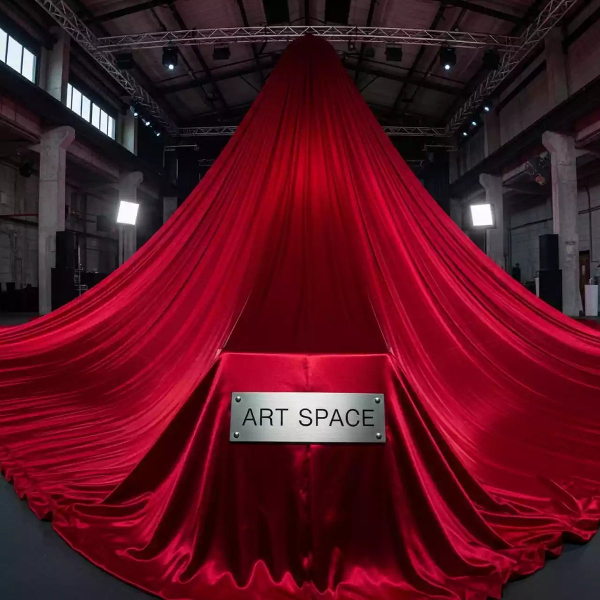 Аренда Полог атласный 9,3х5,5 м красный в пляжном клубе Del Mar — ART SPACE