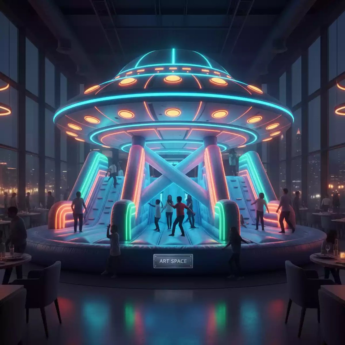 Аренда Полоса препятствий НЛО Летающая тарелка в ресторане «Баран-Рапан» — ART SPACE