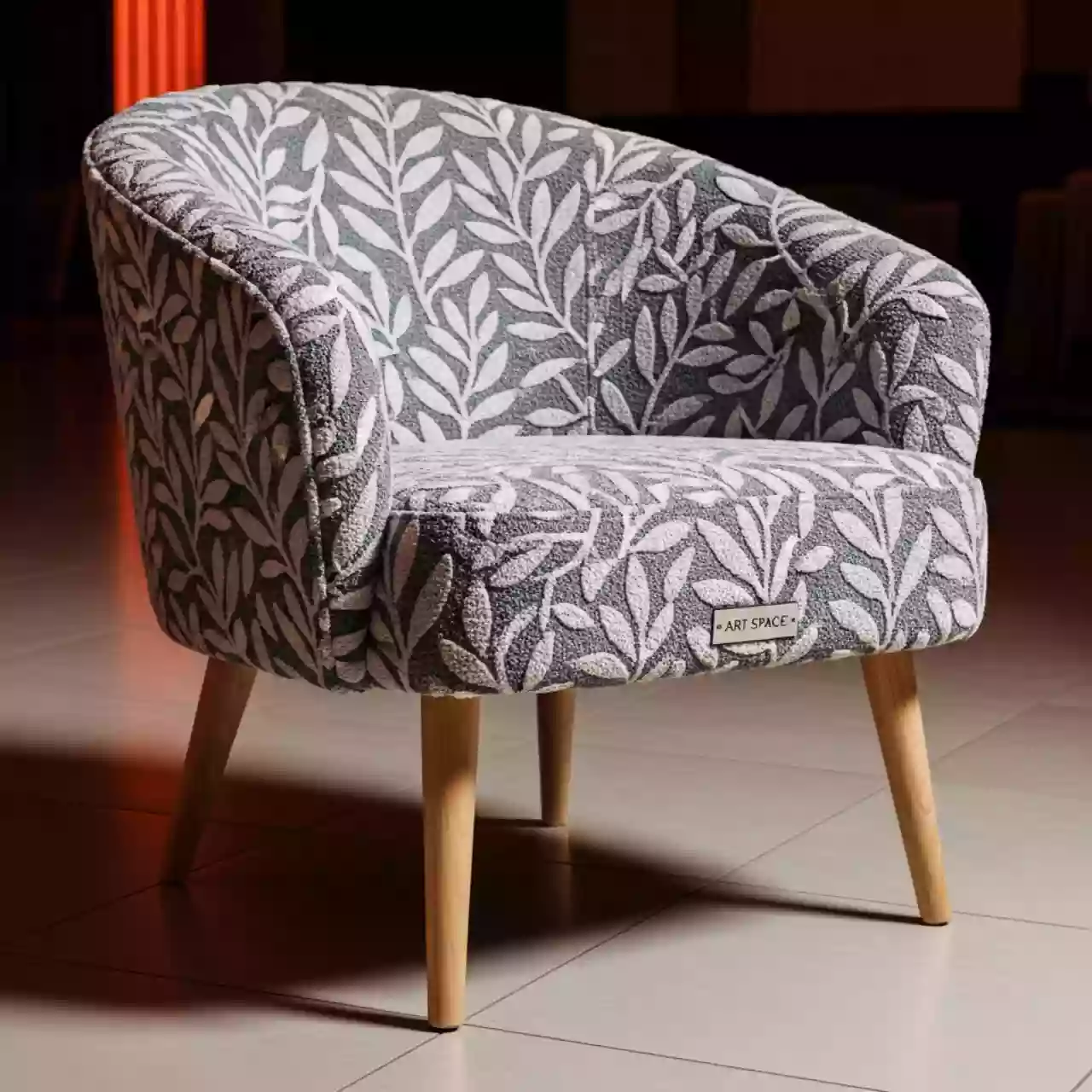 Аренда Полукресло букле Lanvin 902 гобелен Листья серый У Моррис ножки бук Ostin в казино «Сочи» — ART SPACE