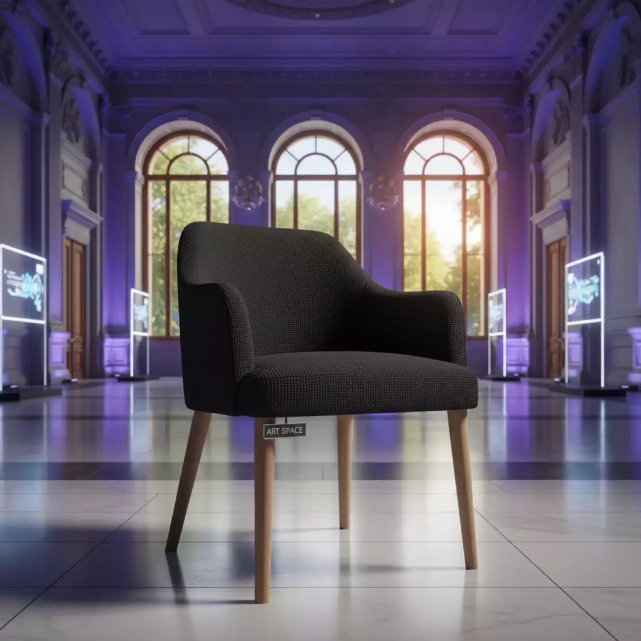 Аренда Полукресло черная рогожка ножки из бука Ostin в банкетном зале «Дельфин» — ART SPACE