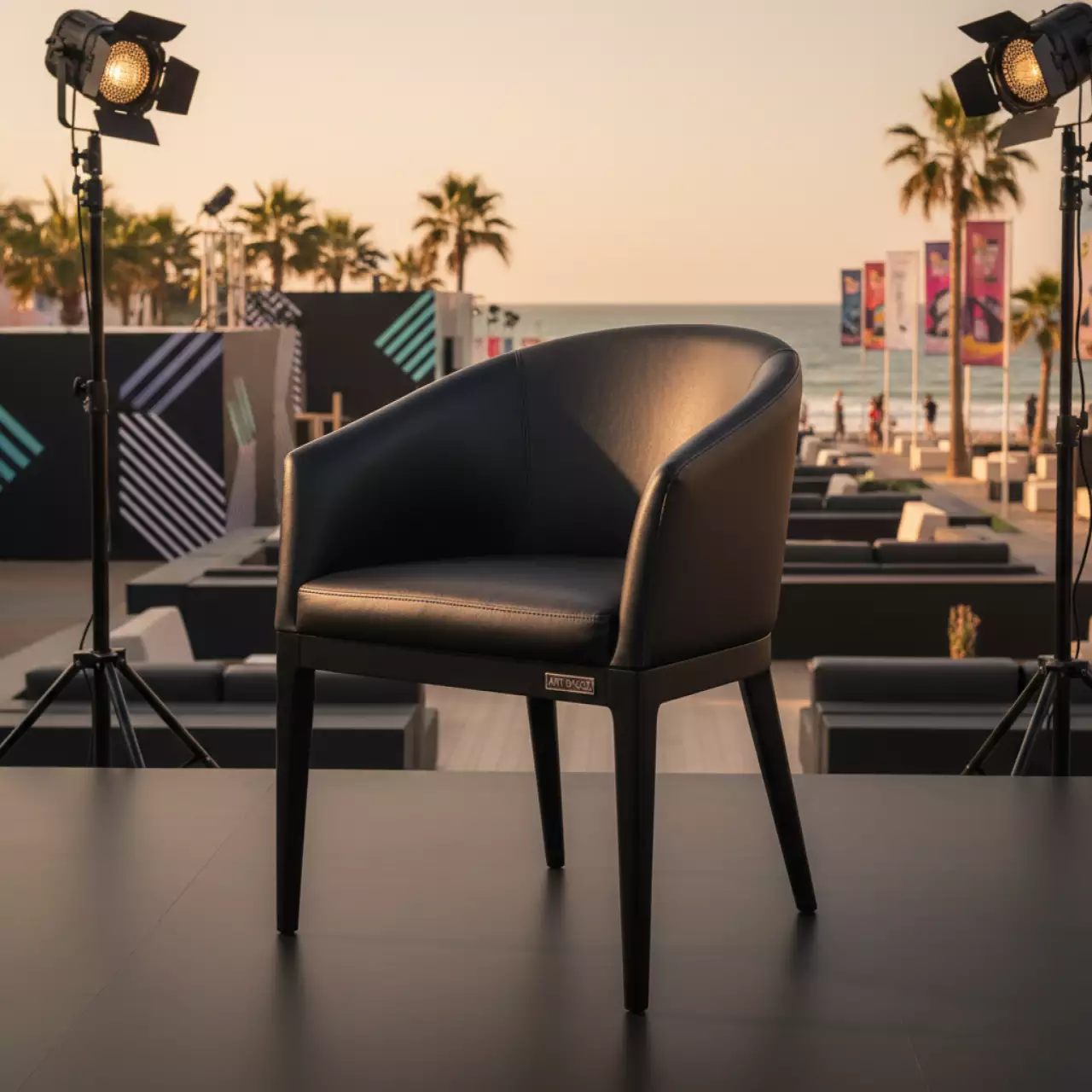 Аренда Полукресло Dolche искусственная кожа Marvel black ножки бук морилка черная на пляже «Ривьера» — ART SPACE