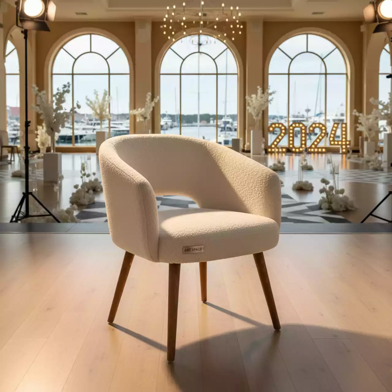 Аренда Полукресло Флорида велюр Teddy 022 ножки бук морилка светлый орех в зале «Чайка» (Морпорт) — ART SPACE