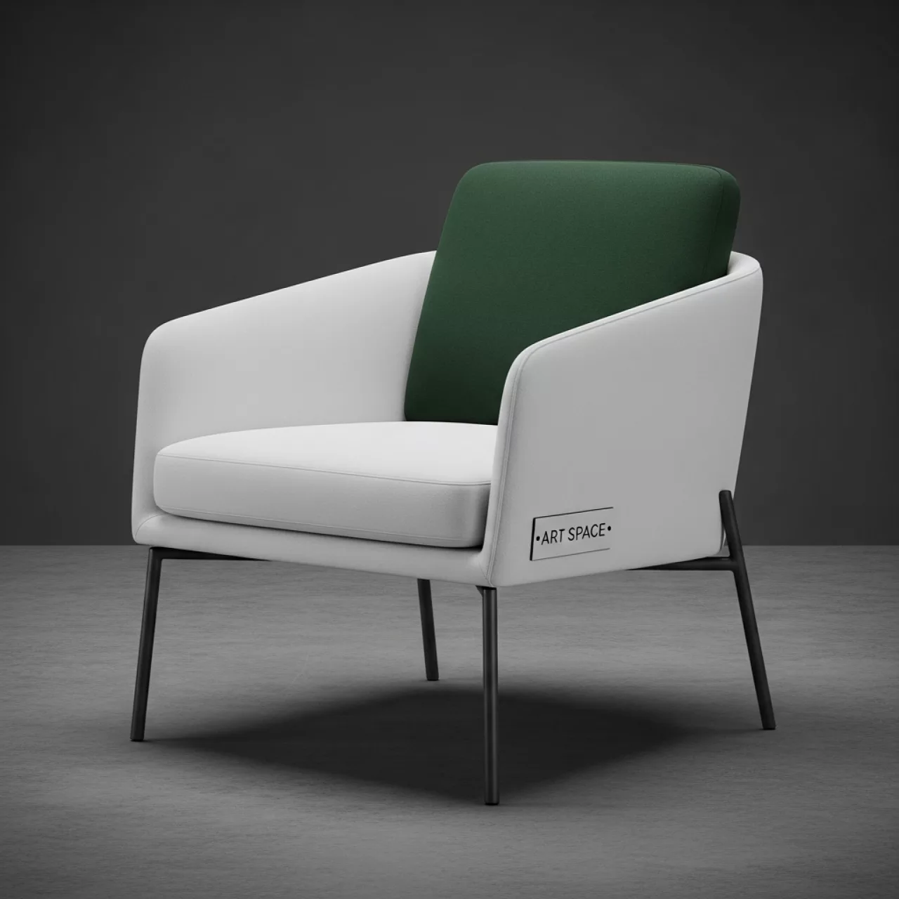 Аренда Полукресло Лилия белое темно зеленое черные ножки в Novotel Resort — ART SPACE