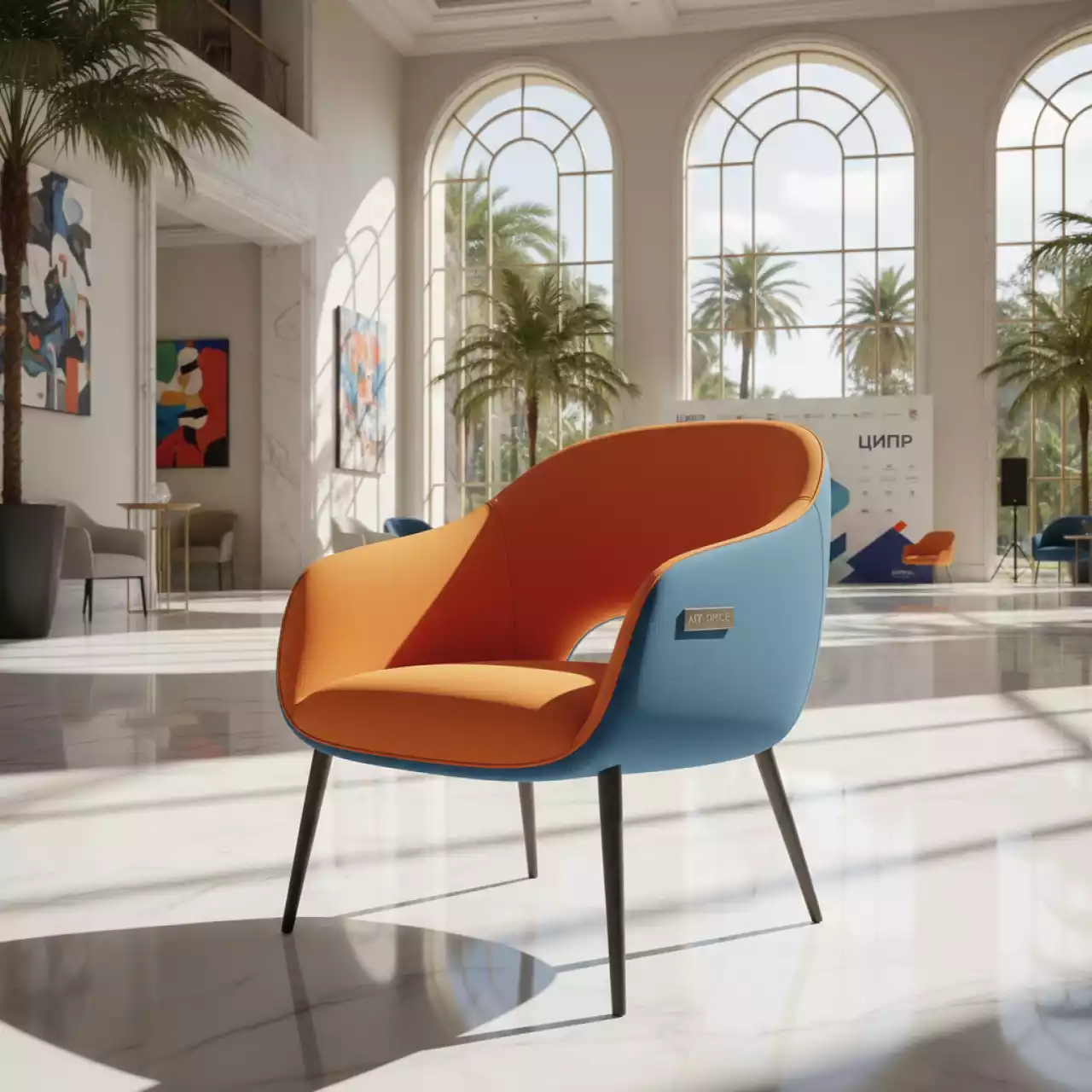 Аренда Полукресло Лилия оранжево голубой в Rodina Grand Hotel & SPA — ART SPACE