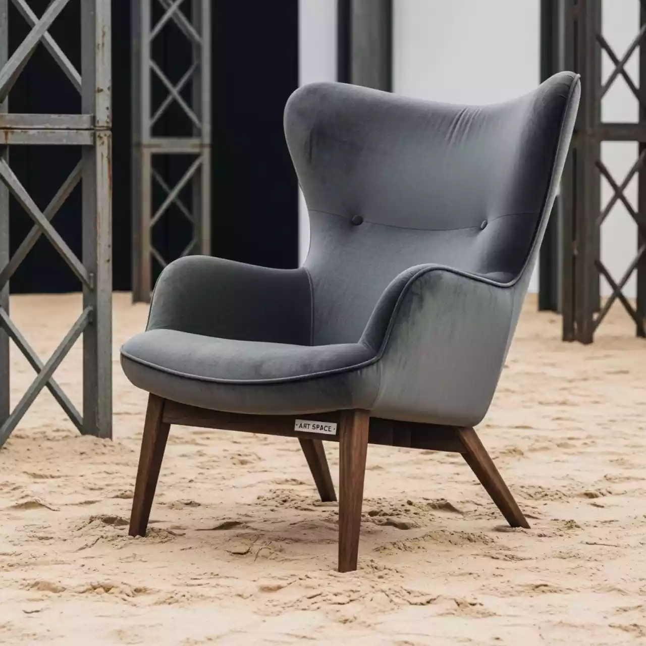 Аренда Полукресло Лилия велюр старинный орех на пляже «Ривьера» — ART SPACE