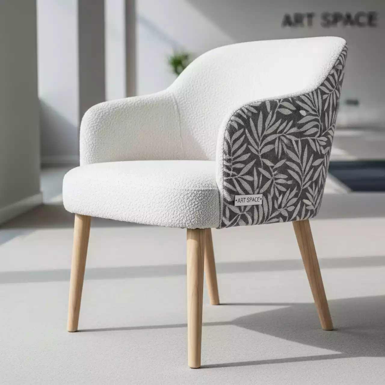 Аренда Полукресло Ostin сиденье букле Lanvin 902 спинка гобелен Листья серый ножки бук в Radisson Hotel Rosa Khutor — ART SPACE