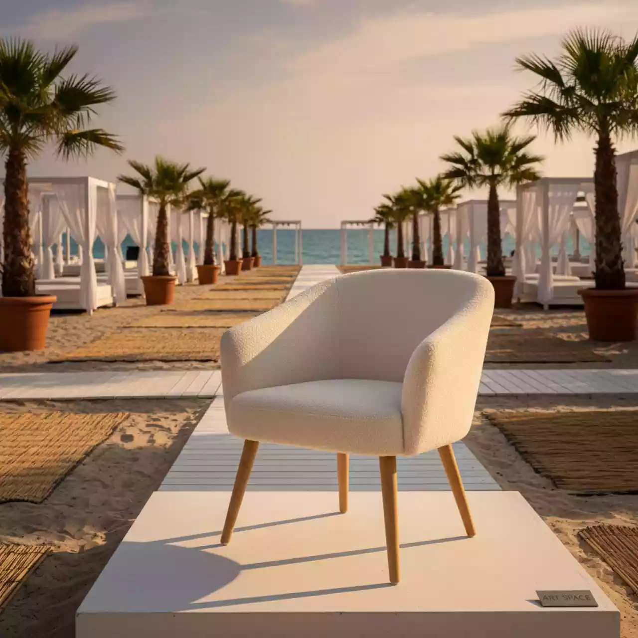 Аренда Полукресло велюр Teddy 011 ножки бук под лак Fendi на пляжных клубах Хосты — ART SPACE