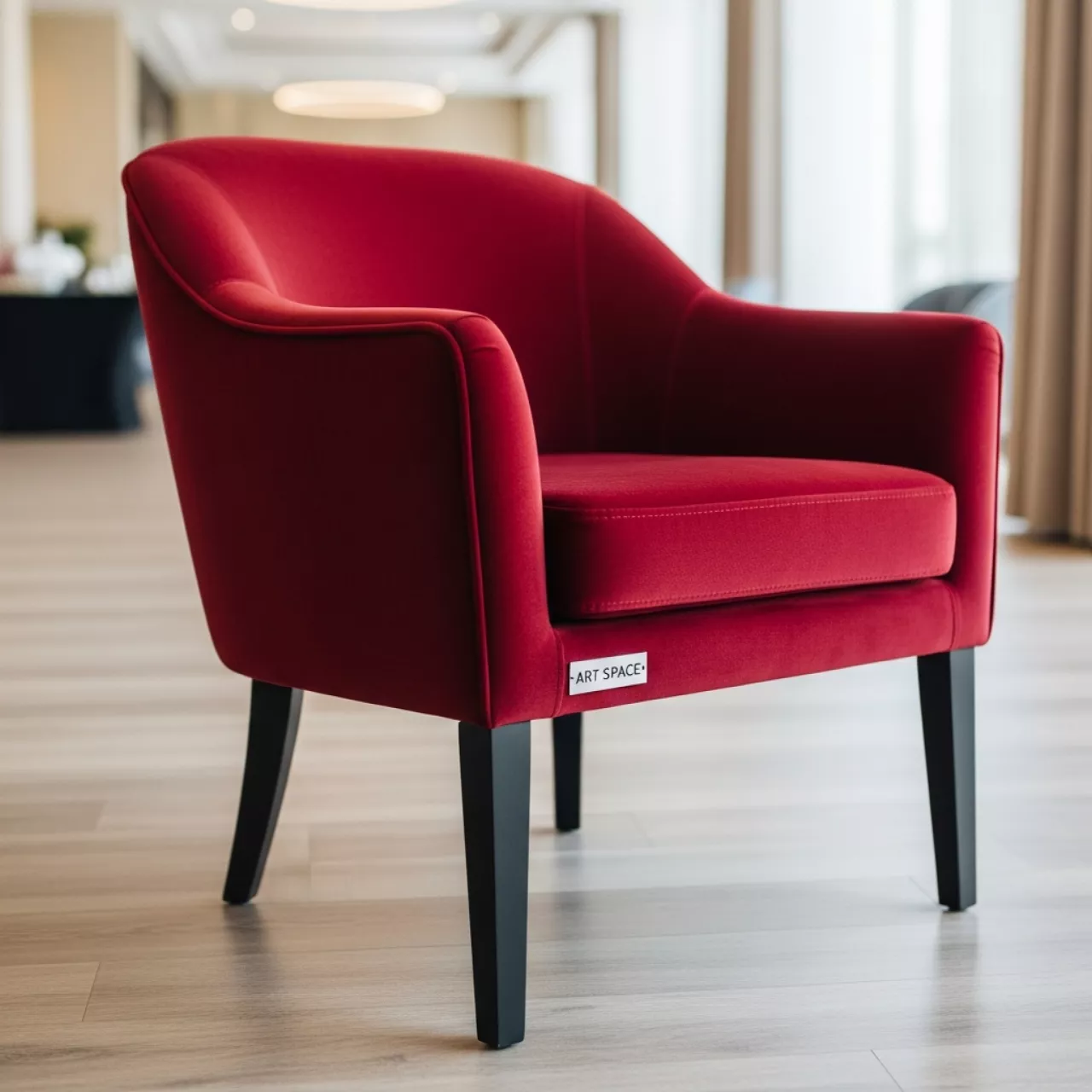 Аренда Полукресло велюр Verona 23 Red ножки бук морилка чёрная Ostin в Radisson Hotel Rosa Khutor — ART SPACE