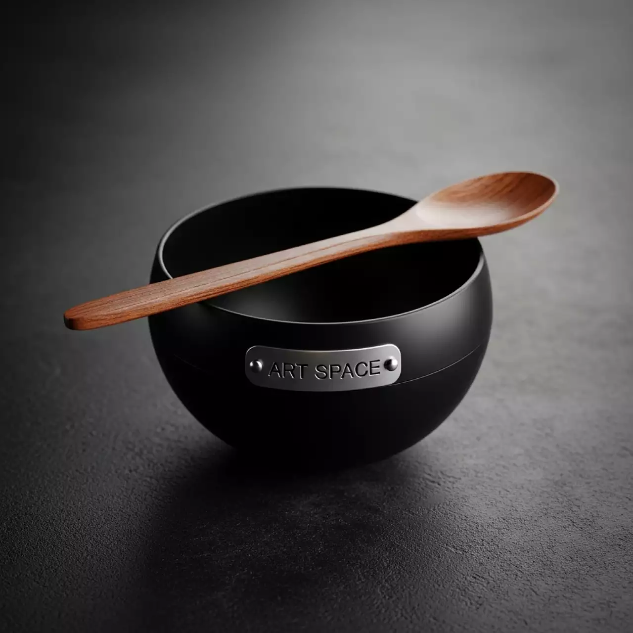 Аренда Полусфера Мун пластиковая с деревянной ложкой 50 мл черная в гранд-отеле «Жемчужина» — ART SPACE