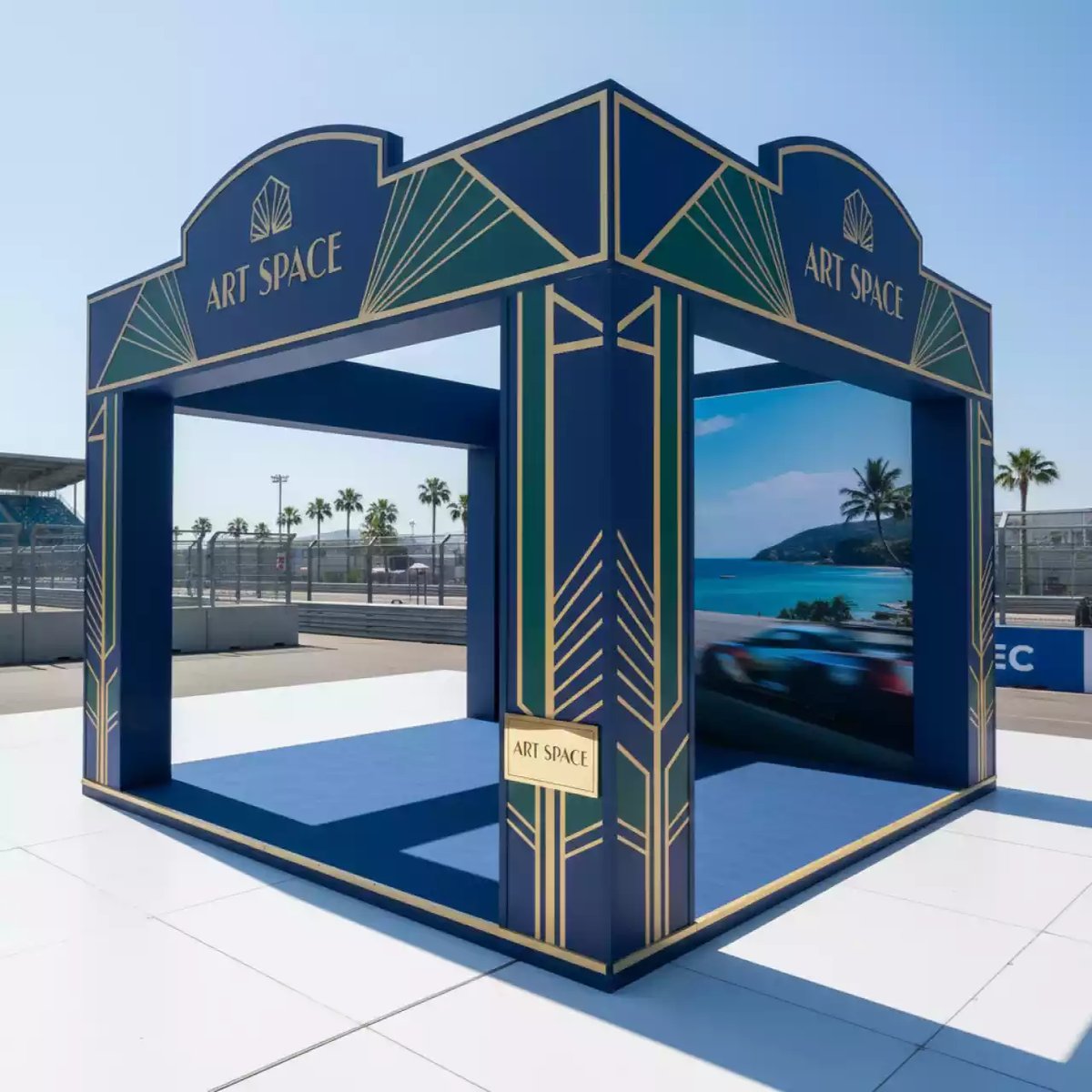 Аренда Поп ап стенд с изогнутым фризом на Сочи Автодроме — ART SPACE