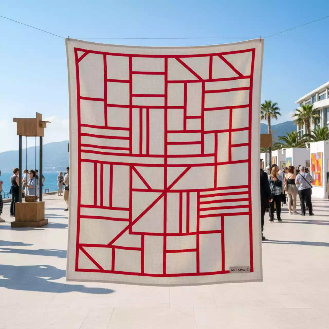 Аренда Предмет красный белый ткань M0146 на Имеретинской набережной — ART SPACE