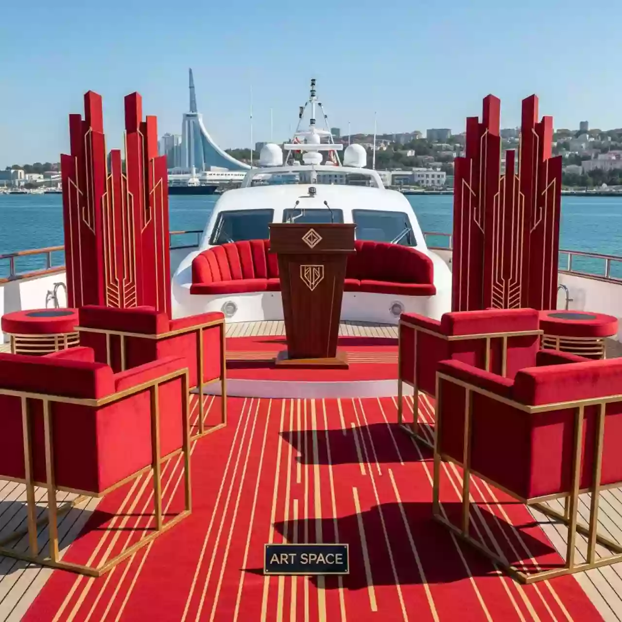 Аренда Премиальный красный на VIP теплоходе (Морпорт Сочи) — ART SPACE