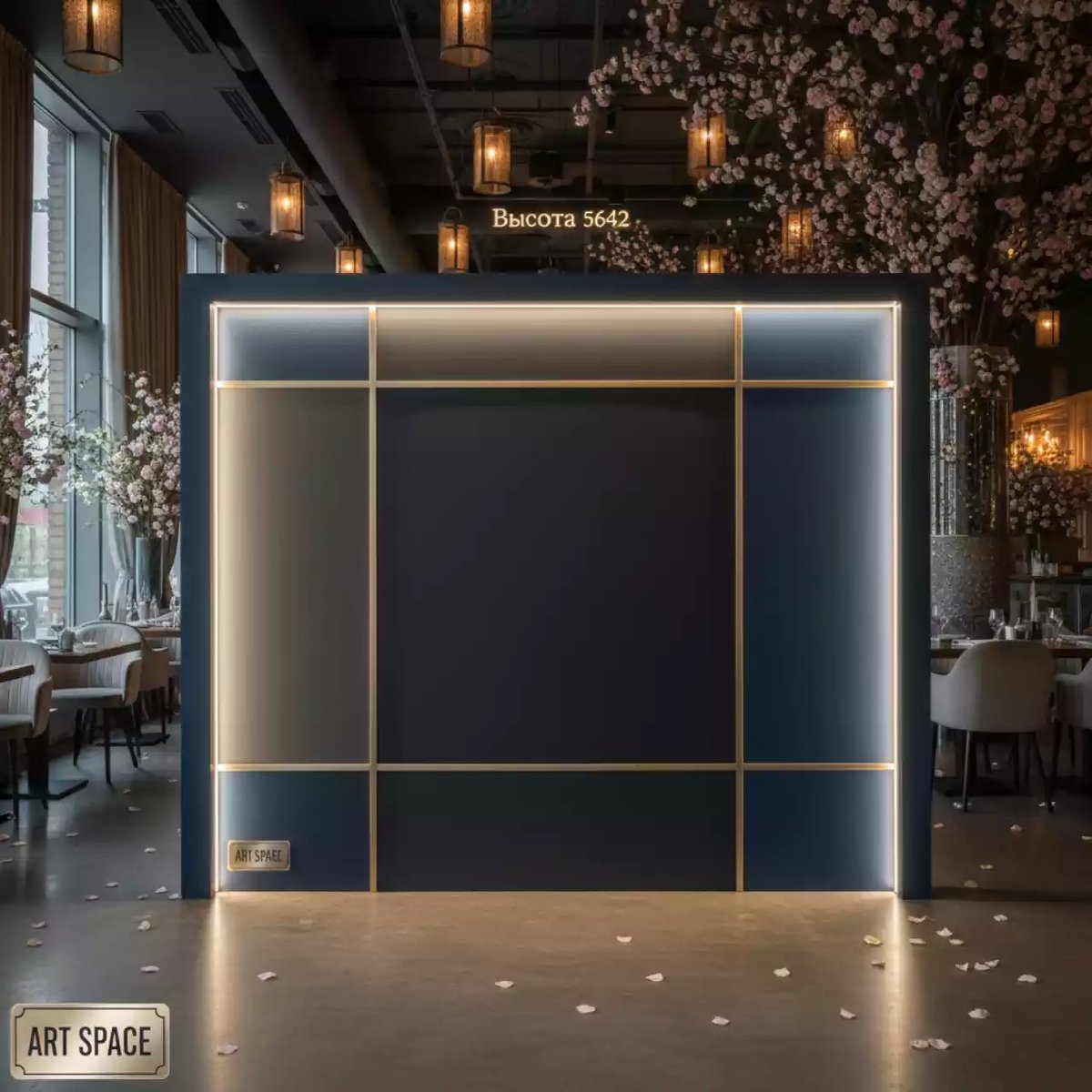 Аренда Пресс волл с подсветкой в ресторане «Высота 5642» — ART SPACE