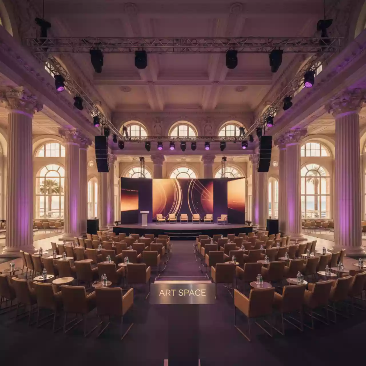 Аренда Приборы LED статичные RGB и RGB Blinder на территории Морпорта Сочи — ART SPACE