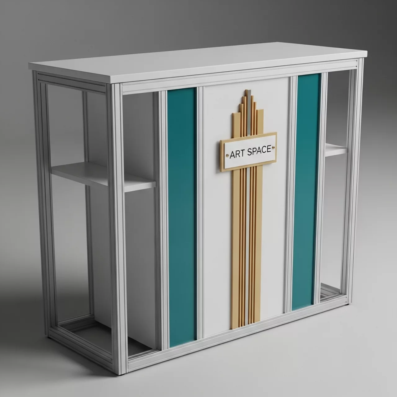 Аренда Прилавок с полкой алюминиевый профиль 900х500х900 мм в Sochi Marriott Krasnaya Polyana — ART SPACE