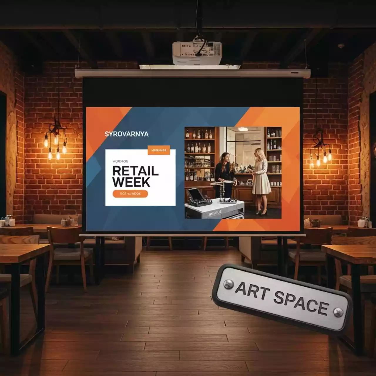 Аренда Проекционный экран 3x2 в ресторане «Сыроварня» — ART SPACE