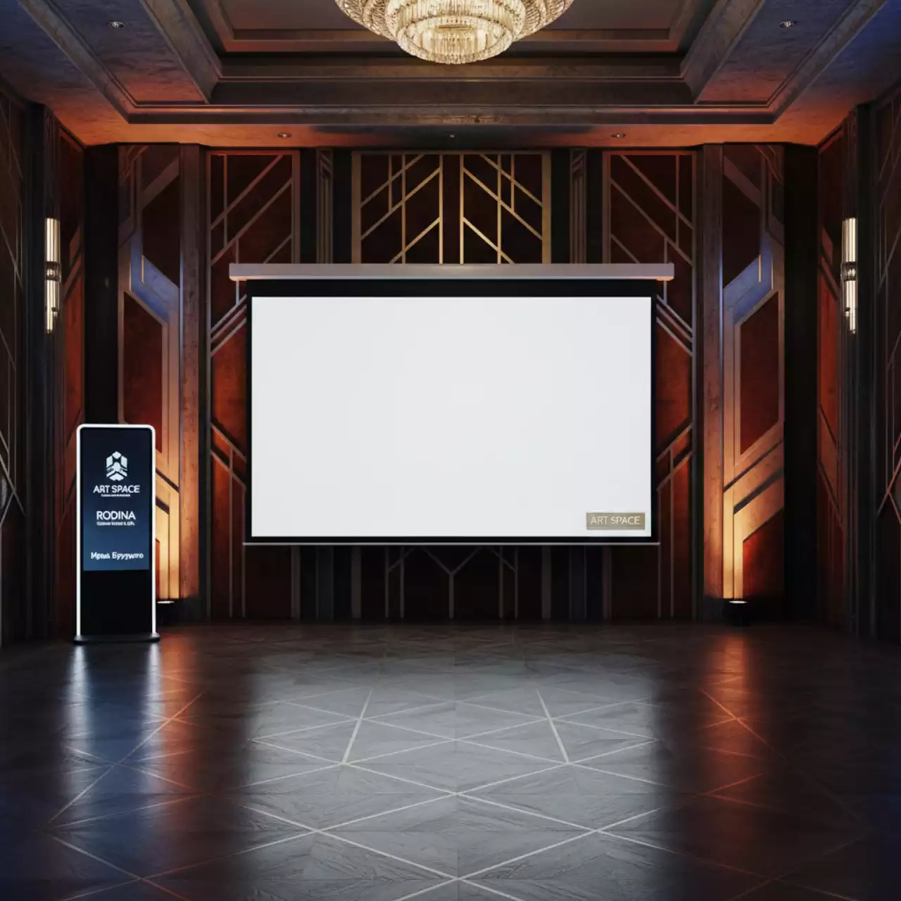 Аренда Проекционный экран ViewScreen Scroll WSC 1103 200х200 1 1 в Rodina Grand Hotel & SPA — ART SPACE