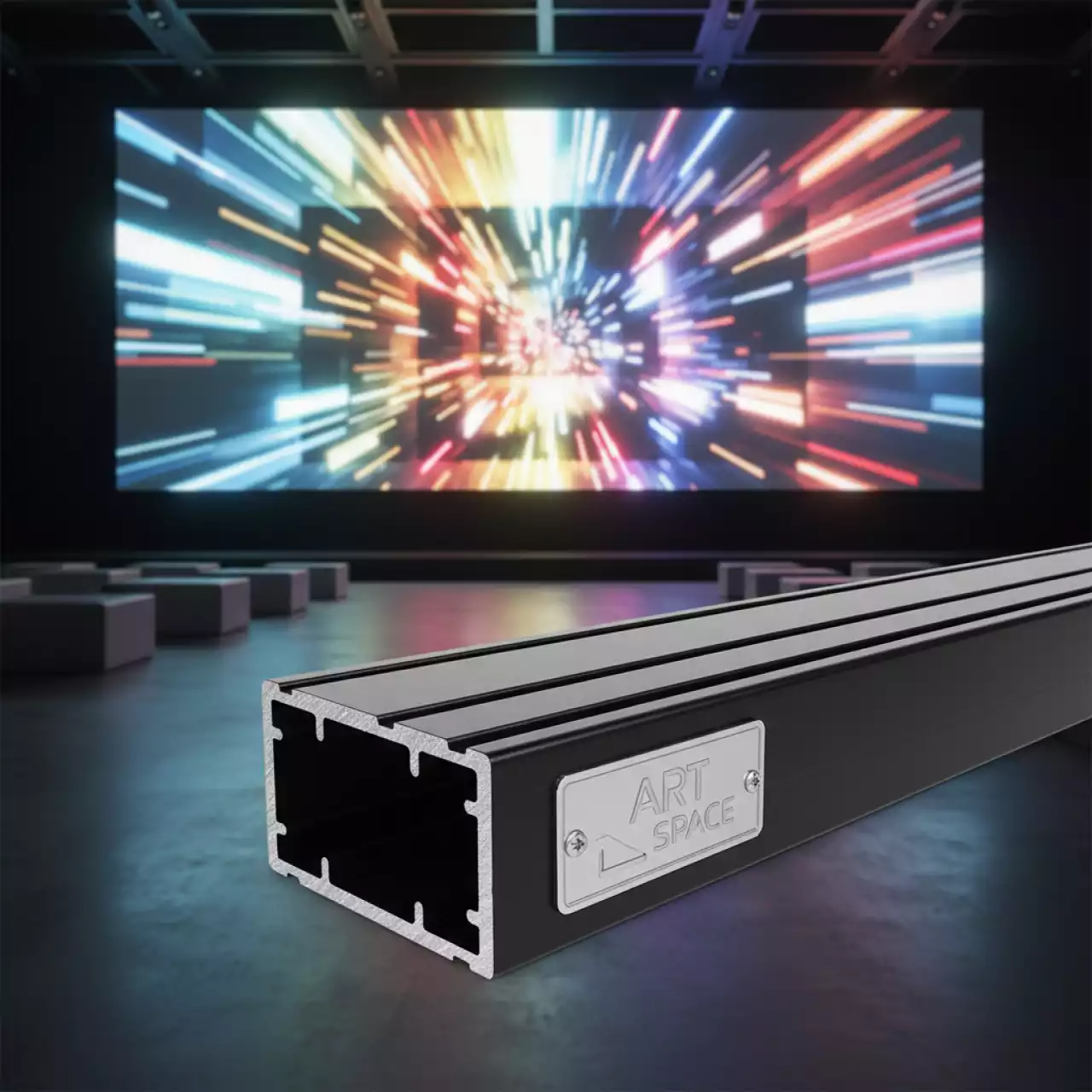 Аренда Профиль квадратный 18х18х2000 мм черный муар под стекло в комплексе «Дагомыс» — ART SPACE