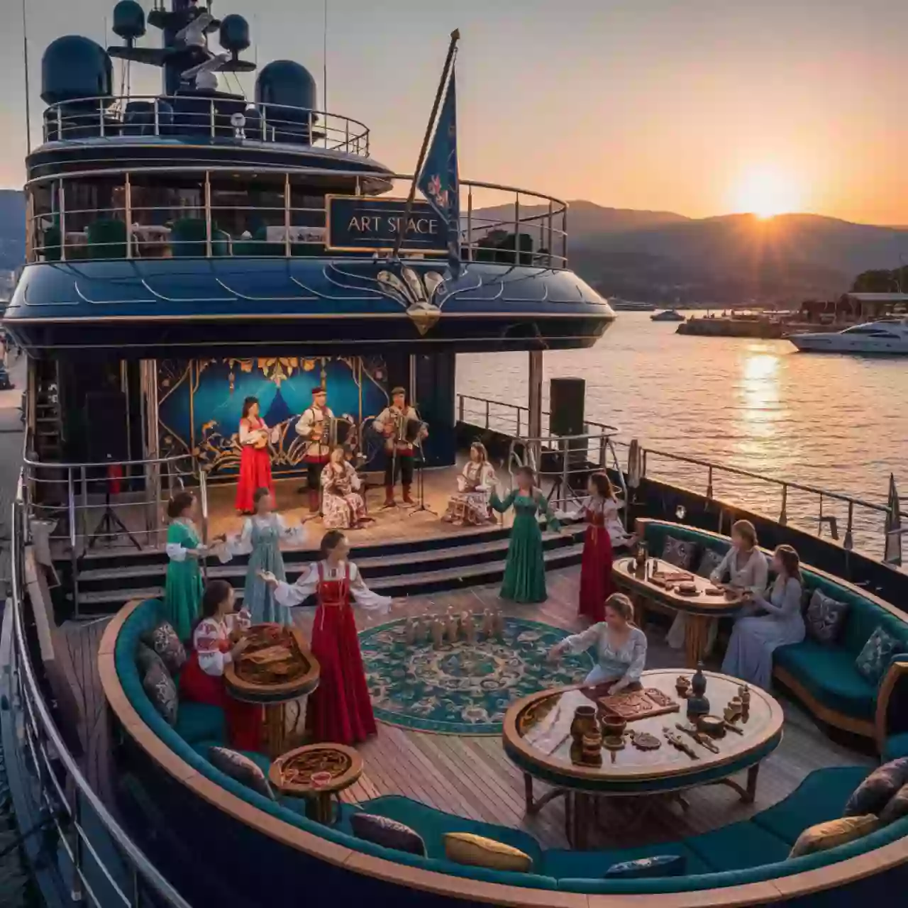 Аренда Программа игровая фольклорная народный тимбилдинг на VIP-яхте (Имеретинский порт) — ART SPACE