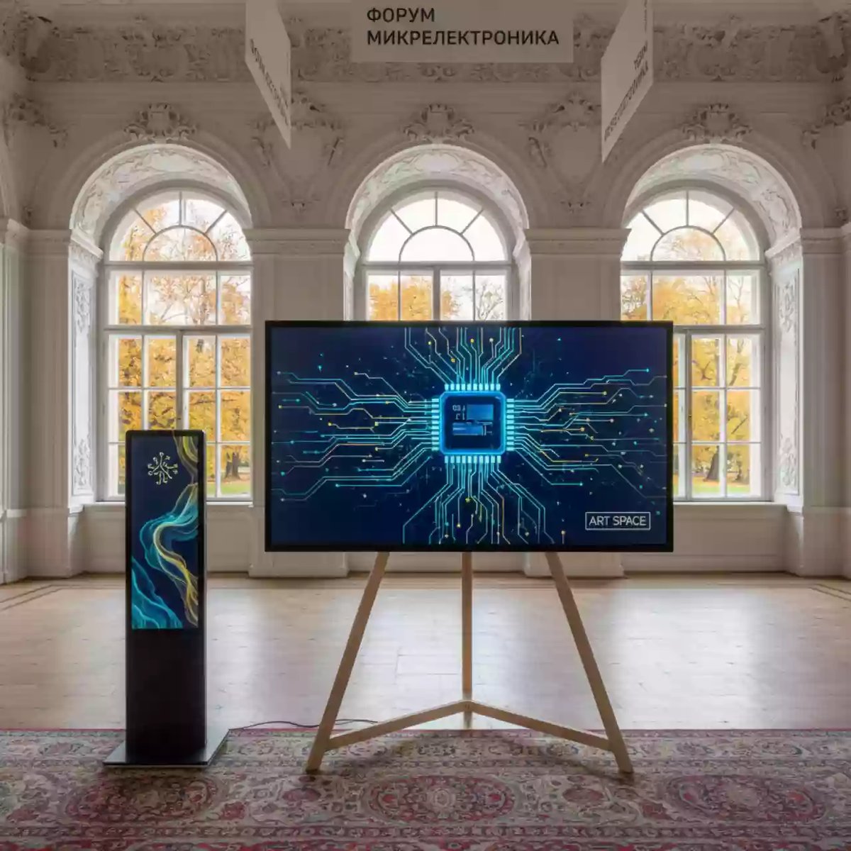 Аренда Программно аппаратный комплекс интерактивный Geckotouch Interactive 75R 75” UHD 20 касаний Android 11 в усадьбе Голицына — ART SPACE