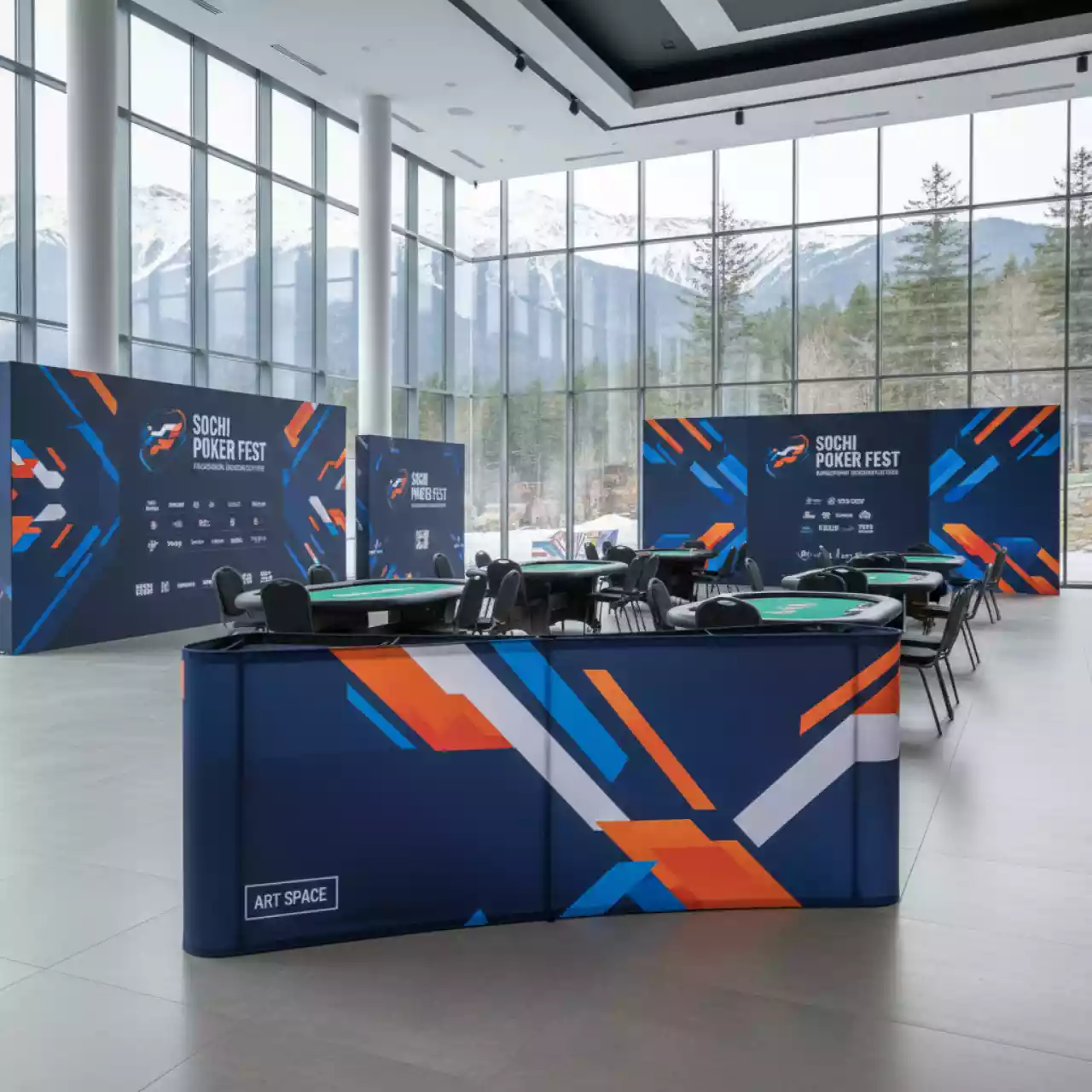 Аренда Промостойка тканевая Altec 800 Classic в ледовом дворце «Роза Хутор» — ART SPACE