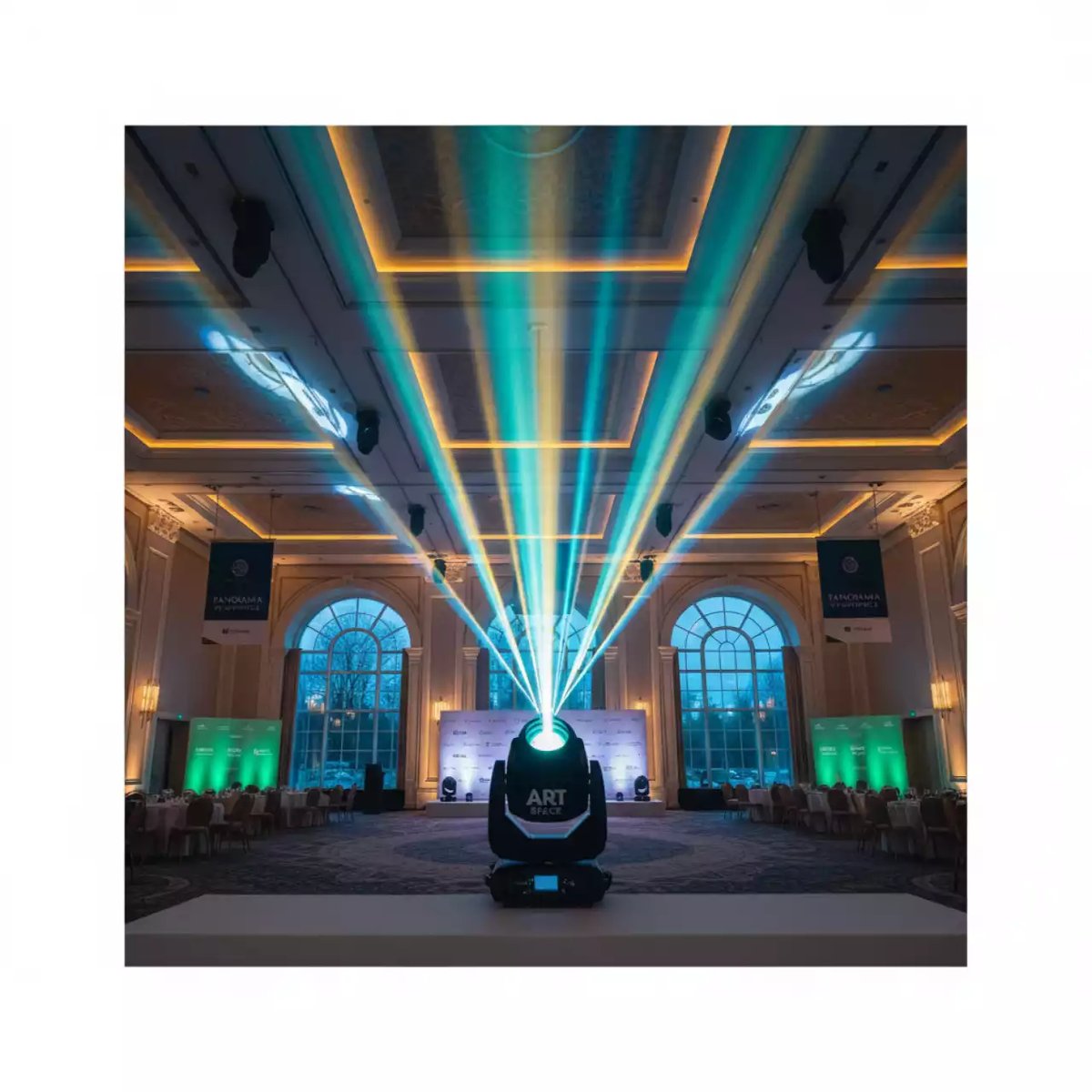 Аренда Прожектор зенитный с цветными лучами SV Light SF 010 в Panorama by Mercure — ART SPACE