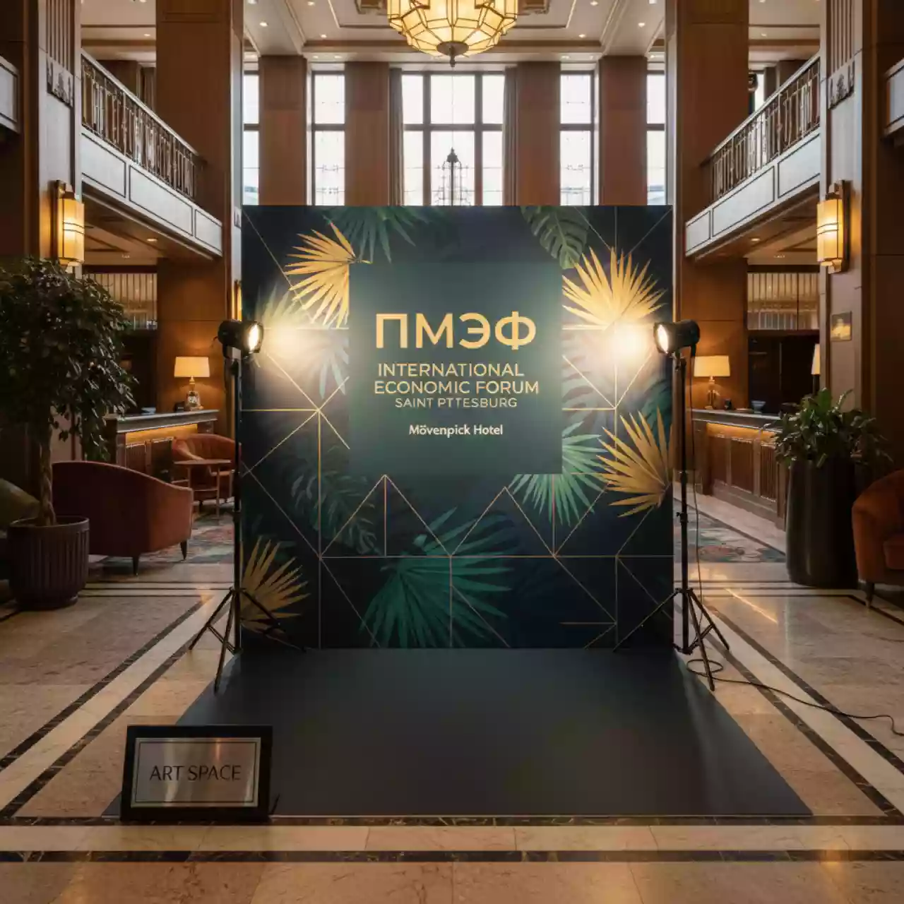 Аренда Прожекторы световые для пресс волла 3 шт в Mövenpick Hotel — ART SPACE