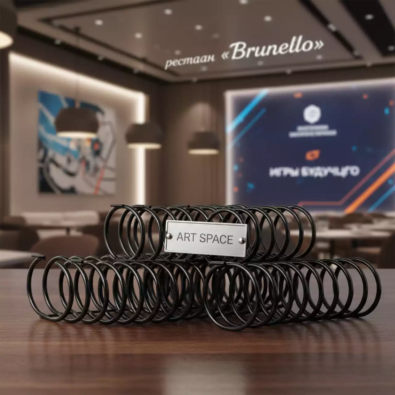 Аренда Пружины металлические для переплёта формат А4 34 петли шаг 3 1 диаметр 12,7 мм черные в ресторане «Brunello» — ART SPACE