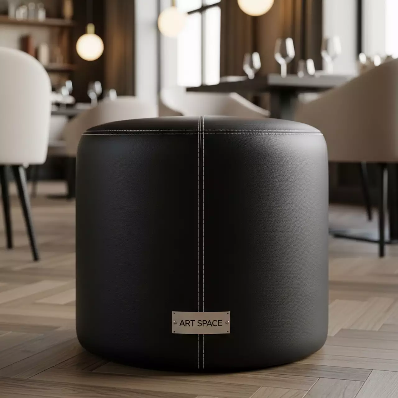 Аренда Пуф Barrel Black черный в ресторане «Плакучая Ива» — ART SPACE