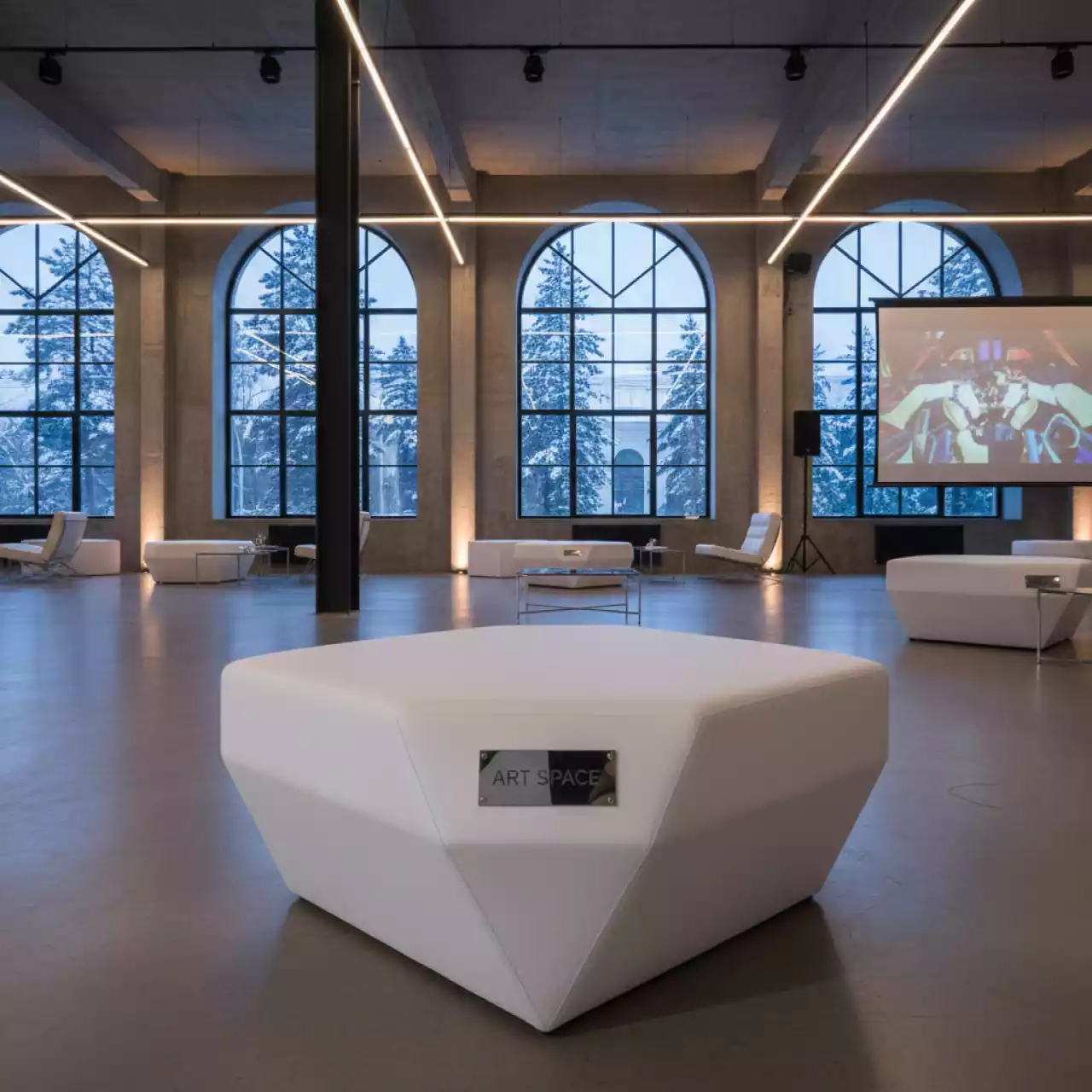 Аренда Пуф белый Геометрия в санатории «Русь» — ART SPACE