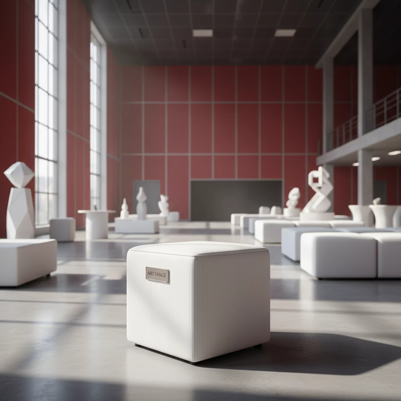 Аренда Пуф белый Пфальц 42х40 Rentmebel в Red Arena — ART SPACE