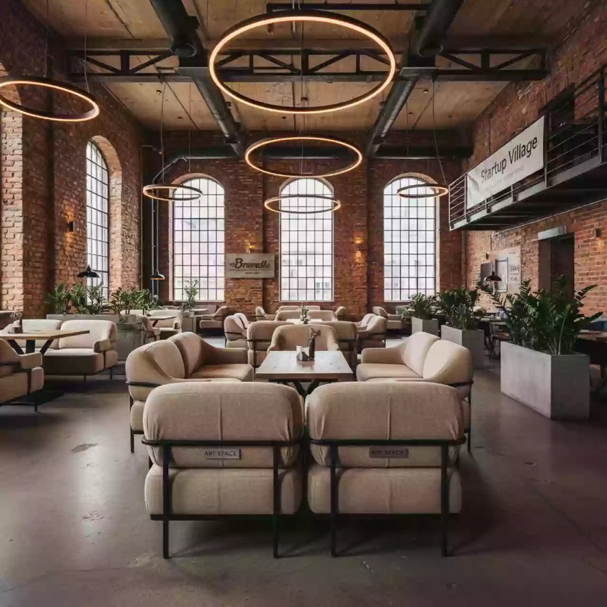 Аренда Пуф бежевый в ресторане «Brunello» — ART SPACE