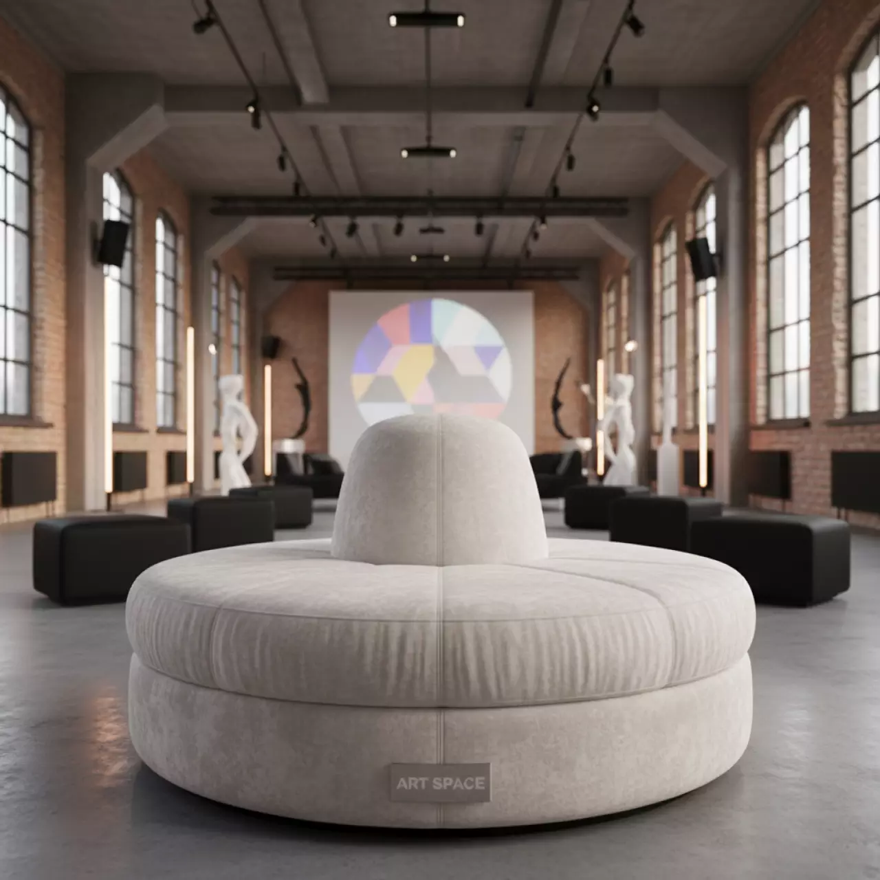 Аренда Пуф большой бархатный белый Норман 301 в лофте «Студия 21» — ART SPACE