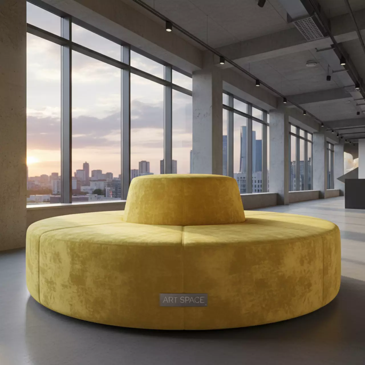 Аренда Пуф большой бархатный лимонный Норман в Panorama by Mercure — ART SPACE